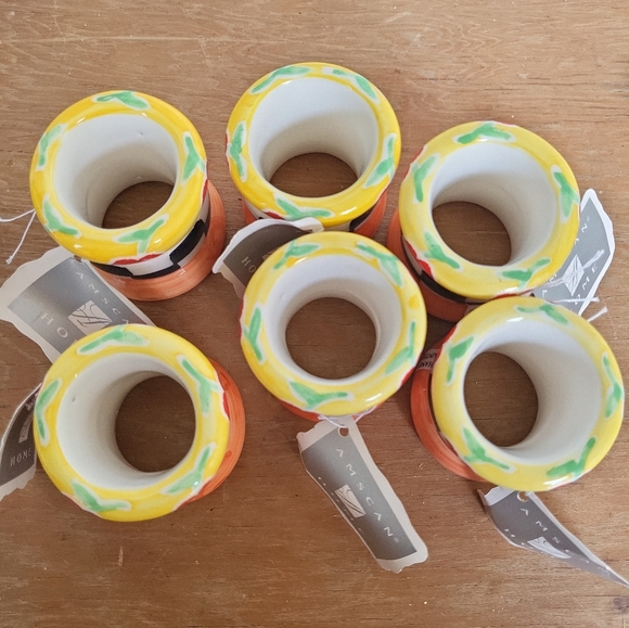 NWT Amscan Home Whimsy Hand Painted Ceramic Napkin Rings Set Of 6 - Picture 7 of 9